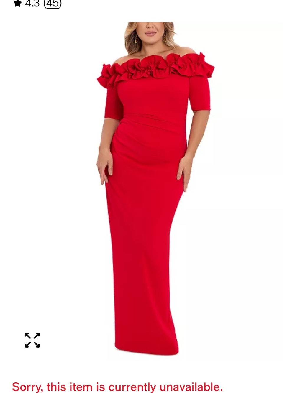 Xscape Red Ruffle Off-Shoulder Form Dress - Picture 2 of 5